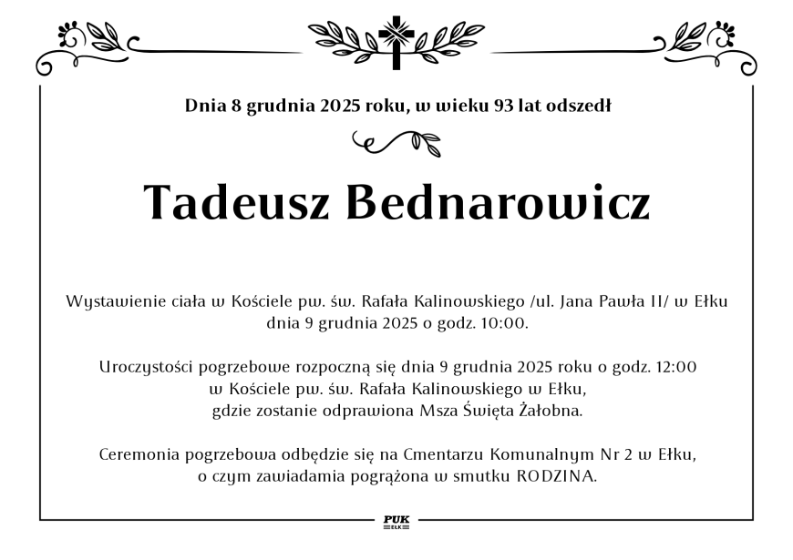Tadeusz Bednarowicz - nekrolog